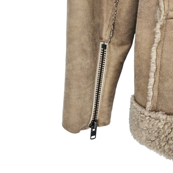 Current Elliott Bone White The Sherpa Faux Shearling Asymmetrical Jacket Size 0 - Picture 3 of 7